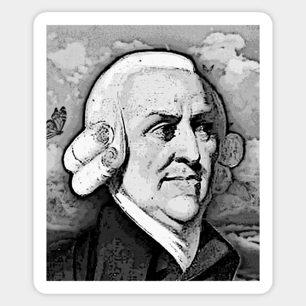 Adam Smith Black And White Portrait | Adam Smith Artwork Sticker by JustLit